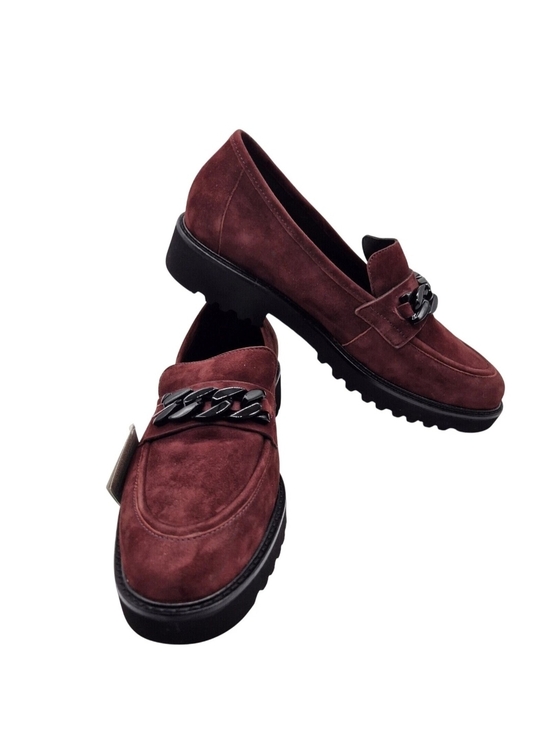 Mephisto Shoes - Mephisto Women's Burgundy Suede Chain-Trim Loafers Size 8